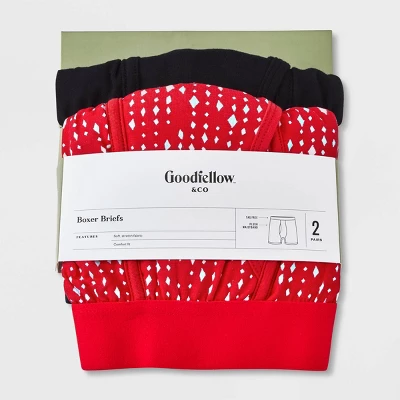 Men's Diamond Print Boxer Briefs 2pk - Goodfellow & Co™ Red 1 Men's Diamond Print Boxer Briefs 2pk - Goodfellow & Co™ Red