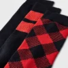 Men's Striped Plaid Crew Socks 3pk - Goodfellow & Co™ Red 6-12