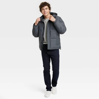 Men's Solid Midweight Puffer Jacket - Goodfellow & Co™ Heathered Gray 2 Men's Solid Midweight Puffer Jacket - Goodfellow & Co™ Heathered Gray - Image 2