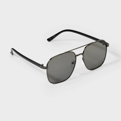 Men's Square Aviator Metal Sunglasses - Goodfellow & Co™ Black 1 Men's Square Aviator Metal Sunglasses - Goodfellow & Co™ Black