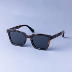 Men's Square Tortoise Shell Plastic Sunglasses - Goodfellow & Co™ Honey Brown: UV Protection, Recycled Material