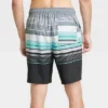 Men's 9" Striped E-Board Swim Shorts - Goodfellow & Co™ Charcoal Gray