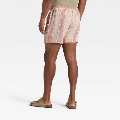 Men's Striped 5" Elevated Pull-On Shorts - Goodfellow & Co™ Beige/Pink 1 Men's Striped 5" Elevated Pull-On Shorts - Goodfellow & Co™ Beige/Pink