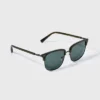 Men's Plastic Angular Square Browline Sunglasses - Goodfellow & Co™ Dark Olive Green: Impact-Resistant, Maximum UV Protection