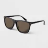 Men's Plastic Oversized Rectangle Sunglasses - Goodfellow & Co™ Black: UV Protection, Recycled Frame