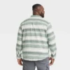 Men's Big & Tall Striped Standard Fit Long Sleeve Button-Down Shirt - Goodfellow & Co™ Olive Green