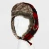 Men's Plaid Faux Fur Trapper Hat - Goodfellow & Co™ Red
