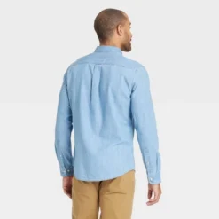 Men's Every Wear Long Sleeve Denim Shirt - Goodfellow & Co™ Blue