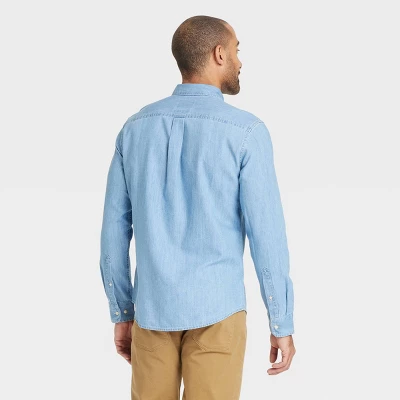 Men's Every Wear Long Sleeve Denim Shirt - Goodfellow & Co™ Blue 1 Men's Every Wear Long Sleeve Denim Shirt - Goodfellow & Co™ Blue