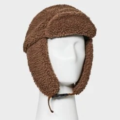 Men's Polyester All Over Faux Shearling Trapper Hat - Goodfellow & Co™ Brown
