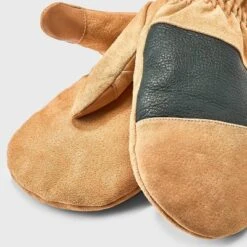 Men's Mixed Leather Dress Pig Suede Mittens - Goodfellow & Co™ Tan