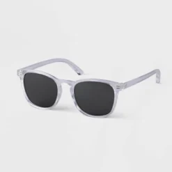 Men's Plastic Square Sunglasses - Goodfellow & Co™ Clear: UV Protection, Recycled Material