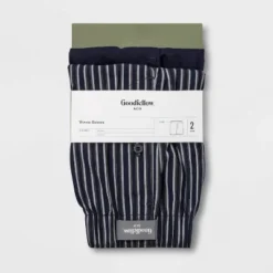 Men's Striped Woven 2pk Boxer - Goodfellow & Co™ Navy