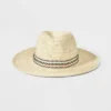 Men's Light Marled Panama Hat With Embroidered Band - Goodfellow & Co™ Cream
