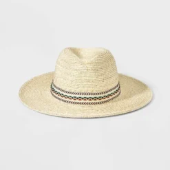 Men's Light Marled Panama Hat With Embroidered Band - Goodfellow & Co™ Cream