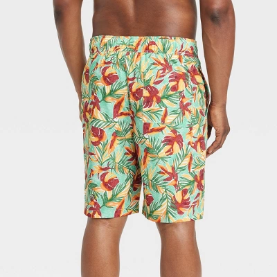 Men's 9" Leaf Print E-Board Swim Shorts - Goodfellow & Co™ Green/Red 1 Men's 9" Leaf Print E-Board Swim Shorts - Goodfellow & Co™ Green/Red