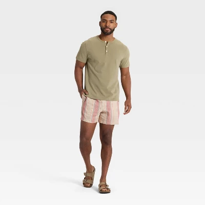 Men's Striped 5" Elevated Pull-On Shorts - Goodfellow & Co™ Beige/Pink 2 Men's Striped 5" Elevated Pull-On Shorts - Goodfellow & Co™ Beige/Pink - Image 2