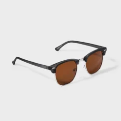 Men's Plastic Retro Browline Square Sunglasses - Goodfellow & Co™ Charcoal Gray: Maximum UV Protection, Impact-Resistant