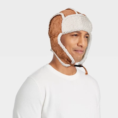 Men's Suede Faux Shearling Trapper Hat - Goodfellow & Co™ Tan 1 Men's Suede Faux Shearling Trapper Hat - Goodfellow & Co™ Tan