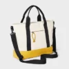 Men's Double Handle Tote Bag - Goodfellow & Co™ Beige/Yellow: Cotton Shell, Detachable Straps, 58.25" Strap