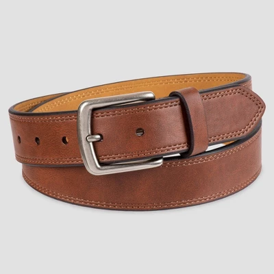 Men's Marled Double Stitch Belt - Goodfellow & Co™ Tan 2 Men's Marled Double Stitch Belt - Goodfellow & Co™ Tan - Image 2