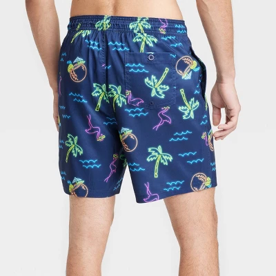 Men's 7" Waterloo Flamingo Swim Shorts - Goodfellow & Co™ Blue 1 Men's 7" Waterloo Flamingo Swim Shorts - Goodfellow & Co™ Blue