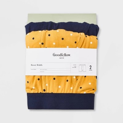 Men's Dotted Print Boxer Briefs 2pk - Goodfellow & Co™ Yellow 1 Men's Dotted Print Boxer Briefs 2pk - Goodfellow & Co™ Yellow